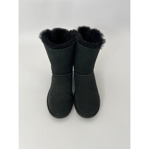 Women’s Ugg Boots Size 6 Bailey Bow Black Sherpa Shearling wool Suede Shoes - Picture 6 of 12